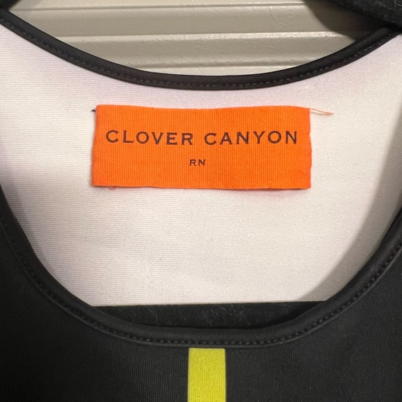 Clover Canyon Yellow Stripe Neoprene Bodycon Sheath Dress Sz Small - Picture 2 of 7